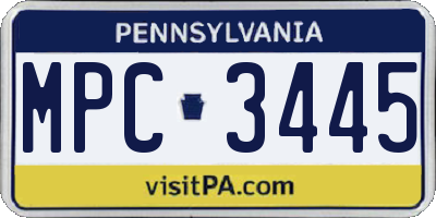 PA license plate MPC3445