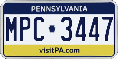 PA license plate MPC3447