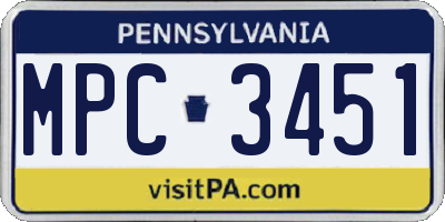 PA license plate MPC3451
