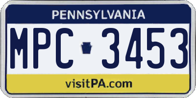 PA license plate MPC3453