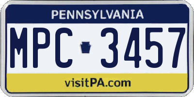 PA license plate MPC3457