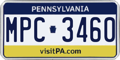 PA license plate MPC3460