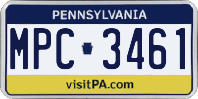PA license plate MPC3461
