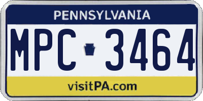 PA license plate MPC3464