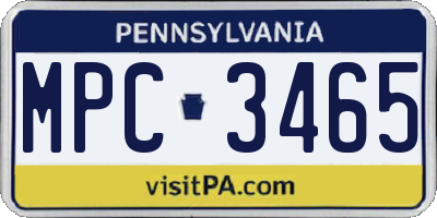 PA license plate MPC3465