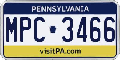 PA license plate MPC3466