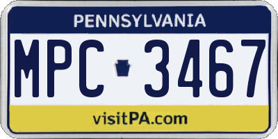 PA license plate MPC3467