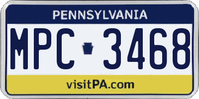 PA license plate MPC3468