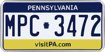 PA license plate MPC3472