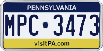 PA license plate MPC3473