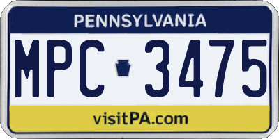 PA license plate MPC3475