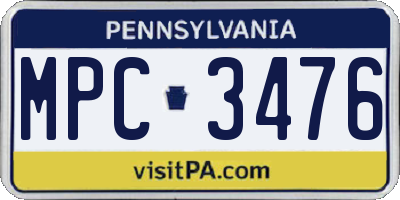 PA license plate MPC3476