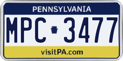 PA license plate MPC3477
