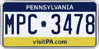 PA license plate MPC3478