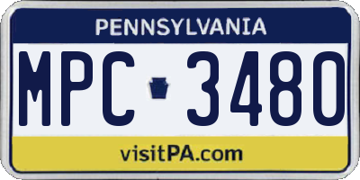 PA license plate MPC3480
