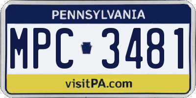 PA license plate MPC3481