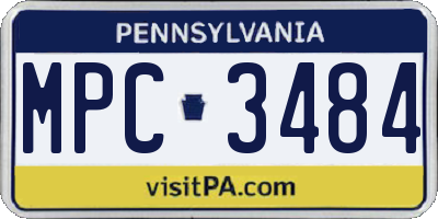 PA license plate MPC3484