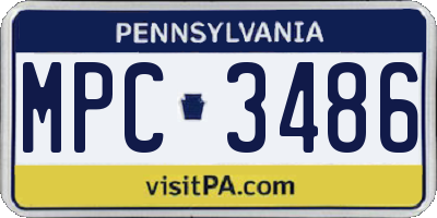 PA license plate MPC3486