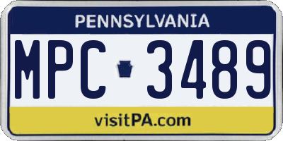 PA license plate MPC3489