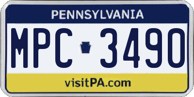 PA license plate MPC3490