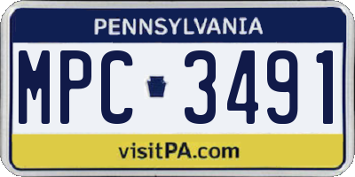 PA license plate MPC3491