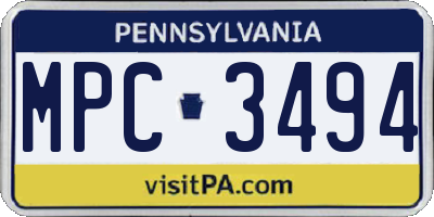 PA license plate MPC3494