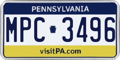 PA license plate MPC3496