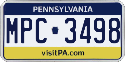 PA license plate MPC3498