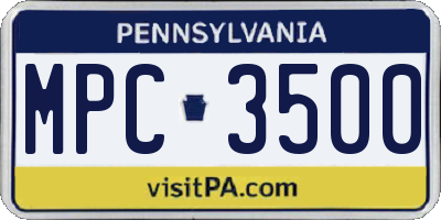 PA license plate MPC3500