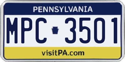 PA license plate MPC3501