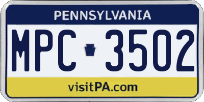 PA license plate MPC3502