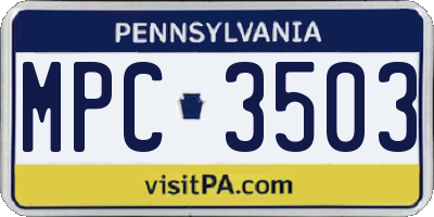 PA license plate MPC3503