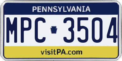 PA license plate MPC3504