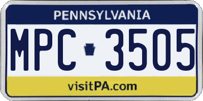 PA license plate MPC3505