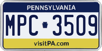 PA license plate MPC3509