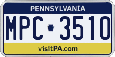 PA license plate MPC3510