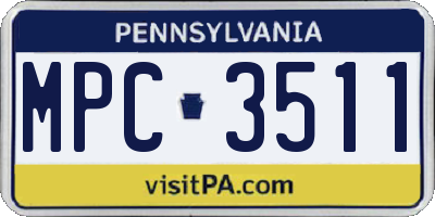 PA license plate MPC3511