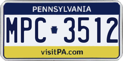 PA license plate MPC3512