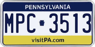 PA license plate MPC3513