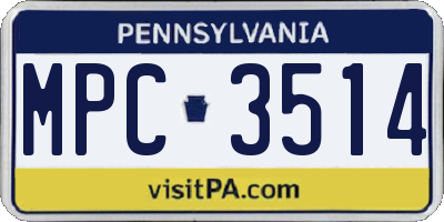 PA license plate MPC3514
