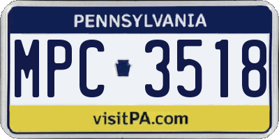PA license plate MPC3518