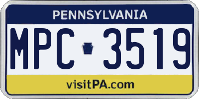 PA license plate MPC3519