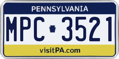 PA license plate MPC3521