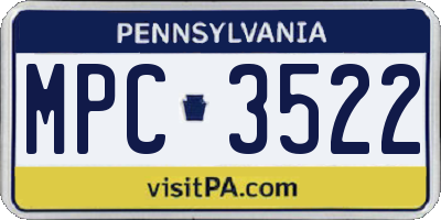PA license plate MPC3522