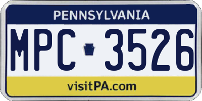 PA license plate MPC3526