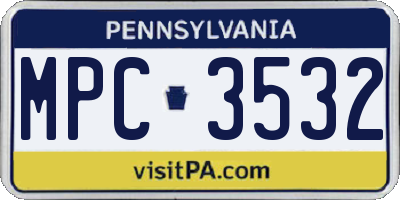 PA license plate MPC3532