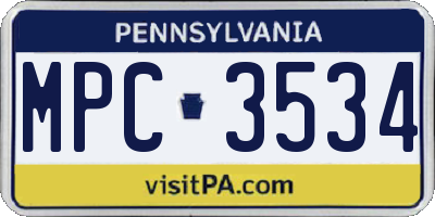 PA license plate MPC3534
