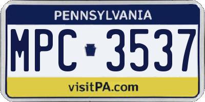 PA license plate MPC3537