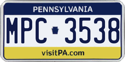 PA license plate MPC3538