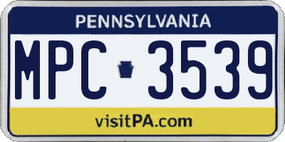 PA license plate MPC3539